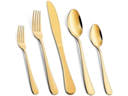 Conjunto de talheres preto e prateado, 10 peças em aço inoxidável para casa, restaurante e hotel, com facas, garfos e colheres.