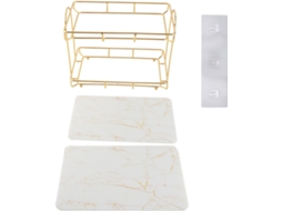 Organizador De Banheiro Com 2 Prateleiras, Em Metal Dourado E Branco, Para Maquiagem E Cosméticos, Economiza Espaço E É