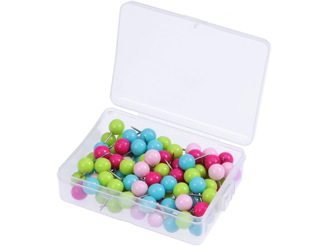 Conjunto de 100 tachas de parede esféricas de 10 mm, em metal e plástico, fáceis de remover, ideais para mesas e bancadas.