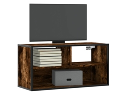 Vidaxl Móvel P/ Tv 80x31x39,5 Cm Deriv. Madeira/metal Carvalho Fumado