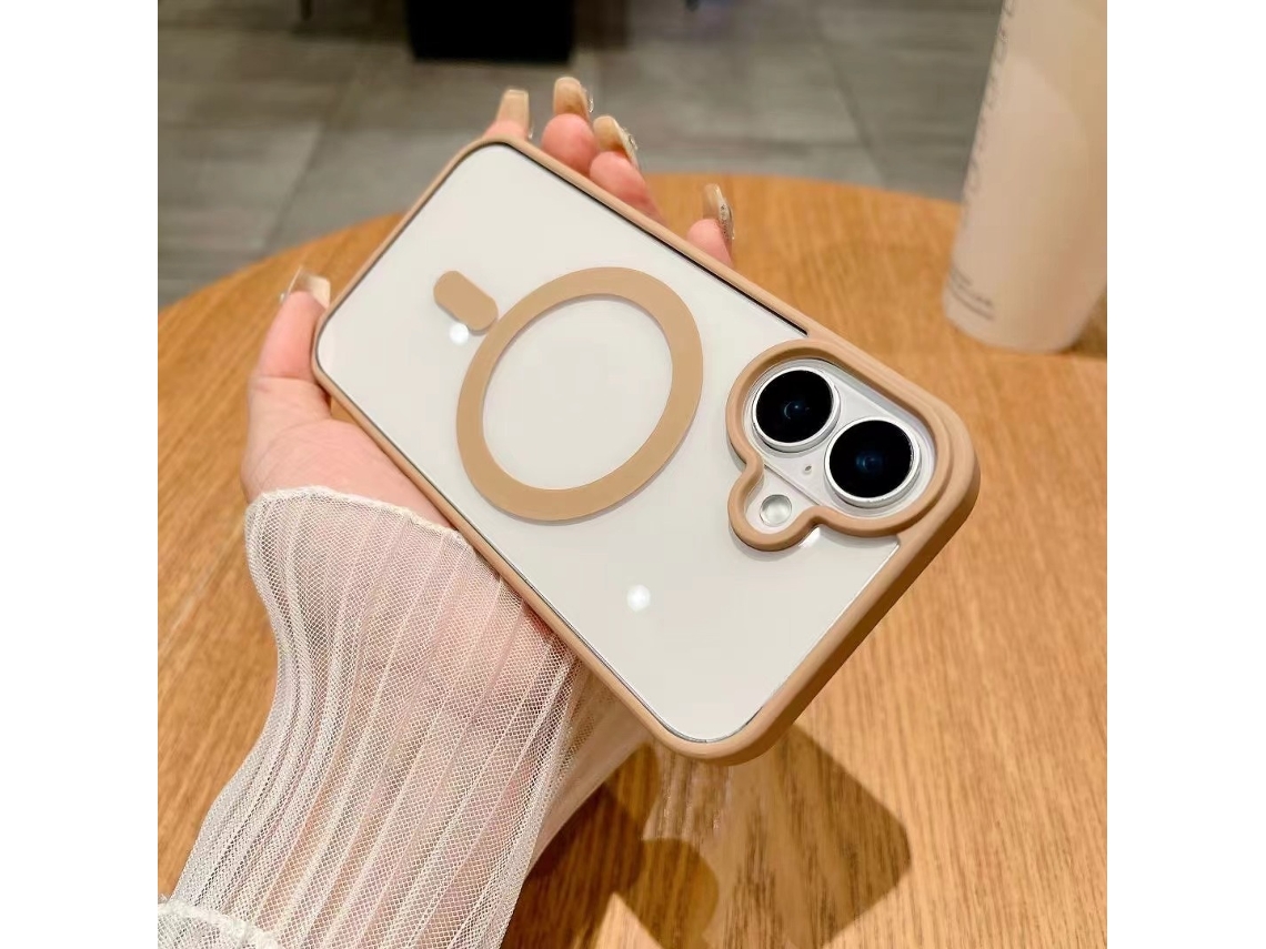Capa Rígida De Silicone Transparente Com Toque Macio Na Cor Dourada Deserto Para Iphone 17, Com Proteção Magnética Contra Quedas.