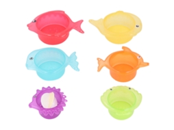 Primerox 6pcs Brinquedos de Empilhamento para Banho Peixes Cups Coloridos Jogos na Água Bebê