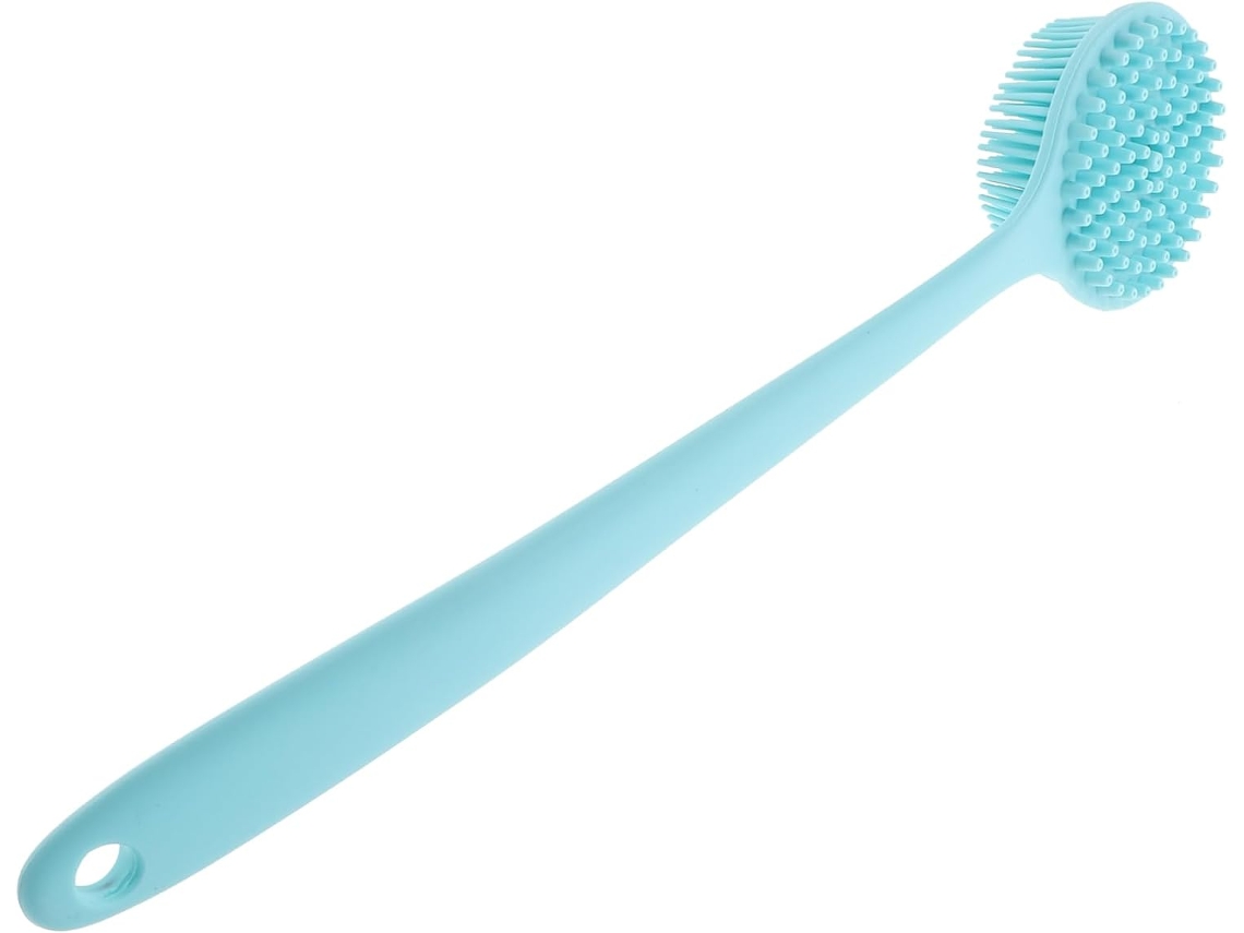 Escova De Silicone Com Cabo Longo Para Esfoliação Corporal 1 Unidade Azul