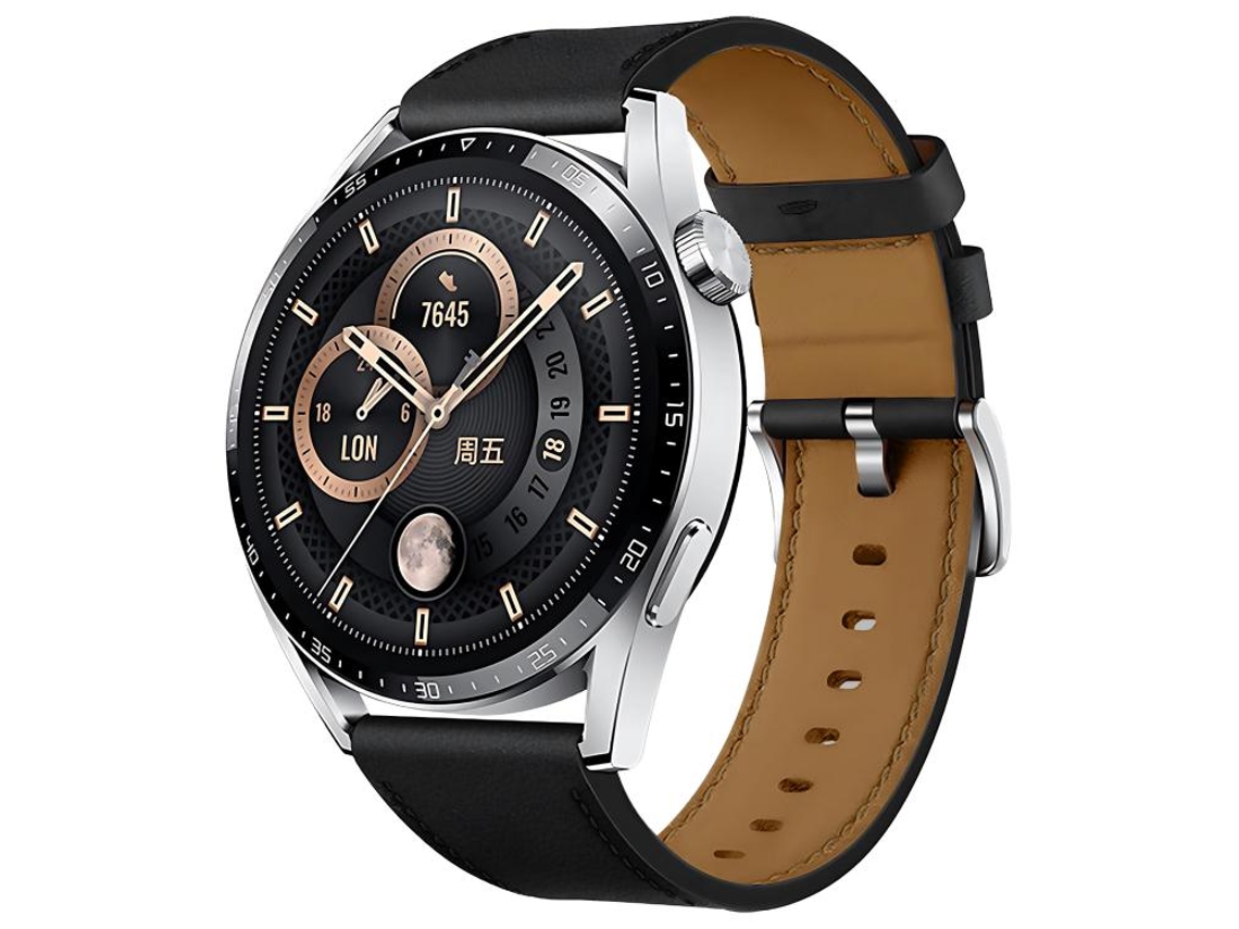 Bracelete Para Huawei Watch Gt 5 (41mm) - Couro - Botão De Pressão Preta