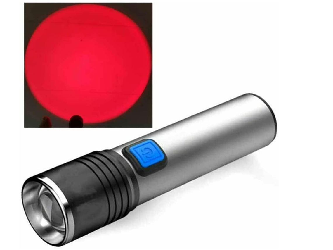 Lanterna Luz Vermelha Led Lanterna com Zoom Luz Vermelha Portátil Portátil com Zoom para Pesca Resistente À Água Cinza YIZHOOD