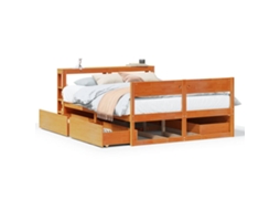 Bed Frame, Bed Frames Vidaxl Marrom Madeira De Pinho (150 X 200 Cm)
