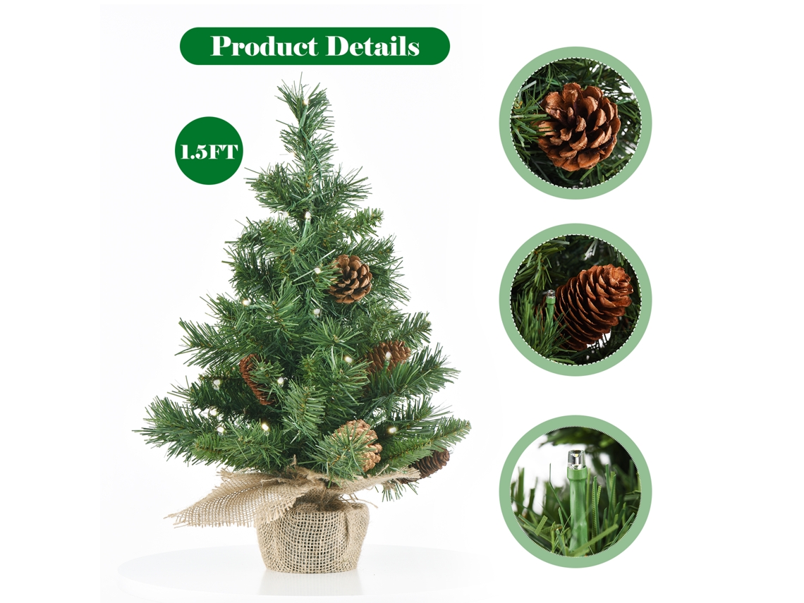 Árvore de Natal Mini Artificial de Mesa 1,5ft com Luzes LED e Bateria com S/MARCA