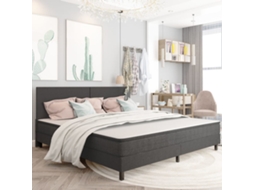 Cama Boxspring 200x200 Cm Tecido Cinzento-escuro