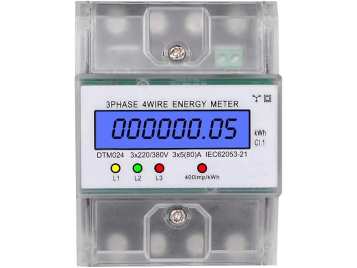 Medidor de energia trifásico Brilvibera 220/380V 5-80A kWh para trilho DIN.