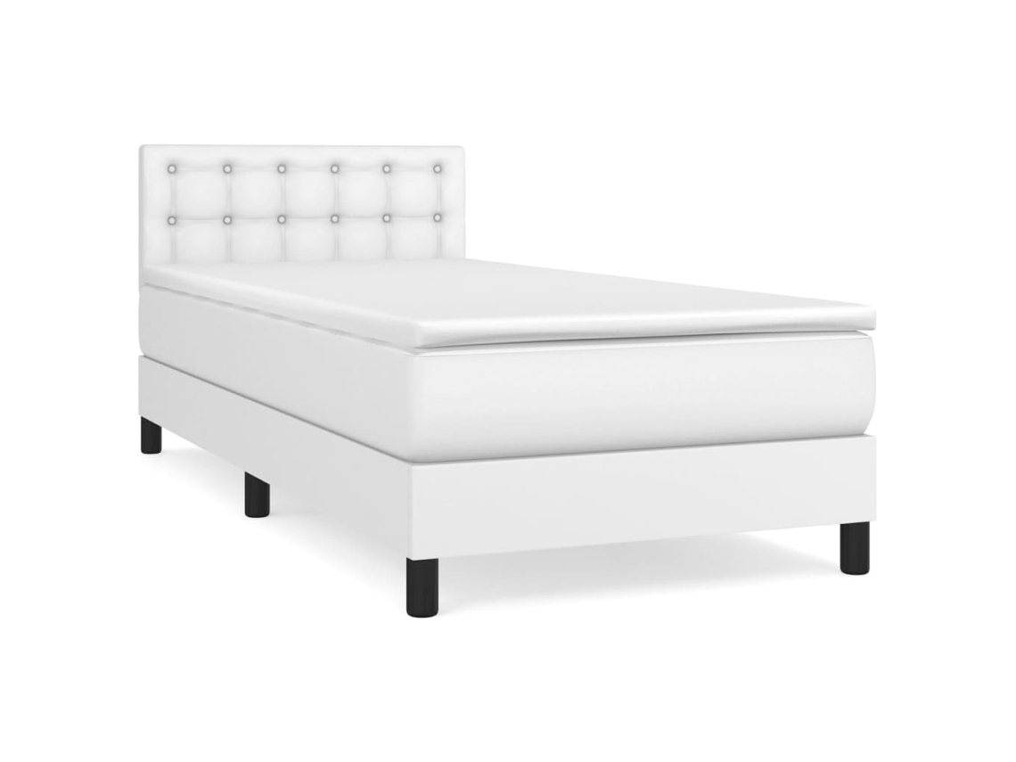 Cama com Molas Couro Artificial Branco MAISON EXCLUSIVE 90x190 cm