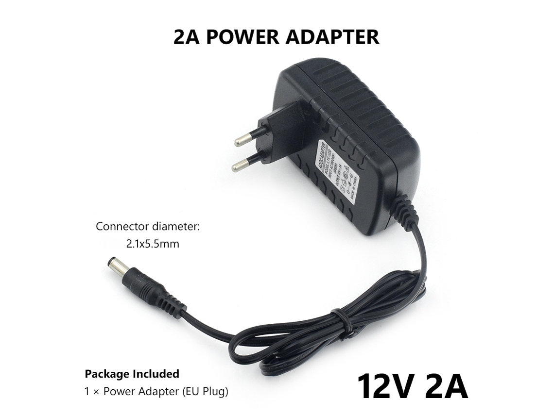 Rebe-adaptador De Alimentação Universal Ac 100-240v Para Dc 12v 2a Para Fitas Led E Câmeras Cctv