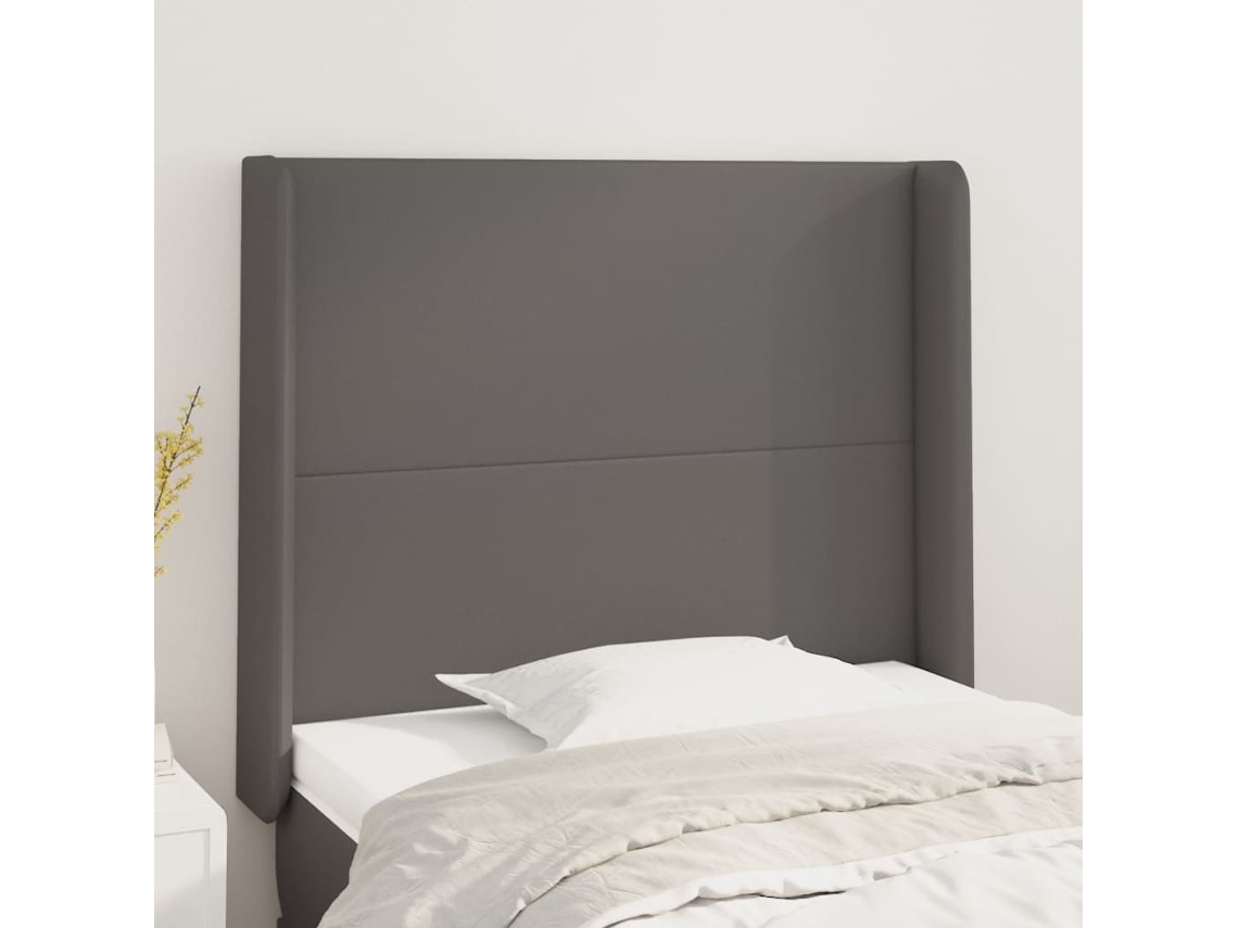 Vidaxl Cabeceira Cama C/ Abas Couro Artif. 103x16x118/128 Cm Cinzento