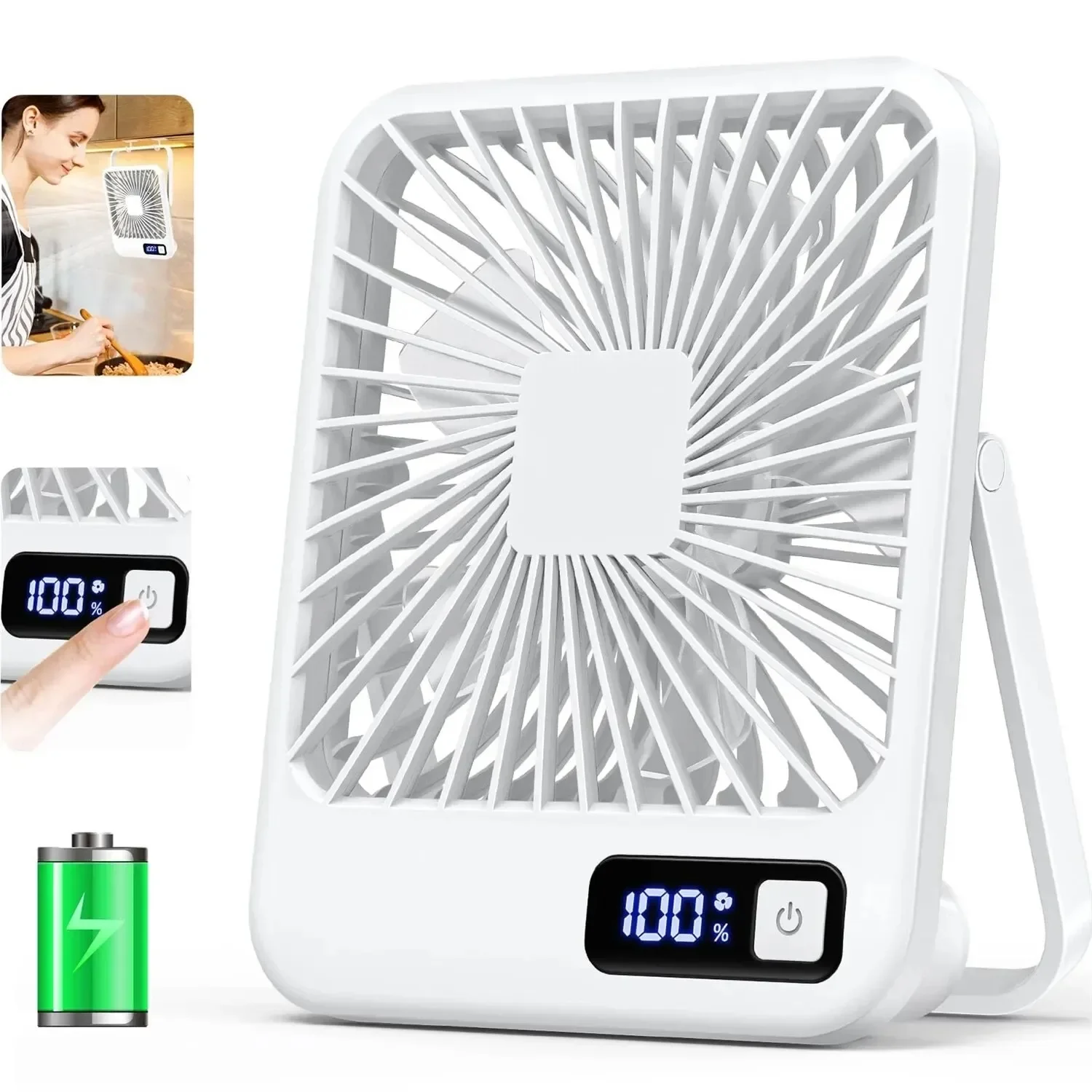 (branco, 6,3 Polegadas) Ventilador De Mesa Portátil Recarregável Via Usb – Ventilador Pessoal Dobrável Com Inclinação De 180° E 5 Velocidades De Vento