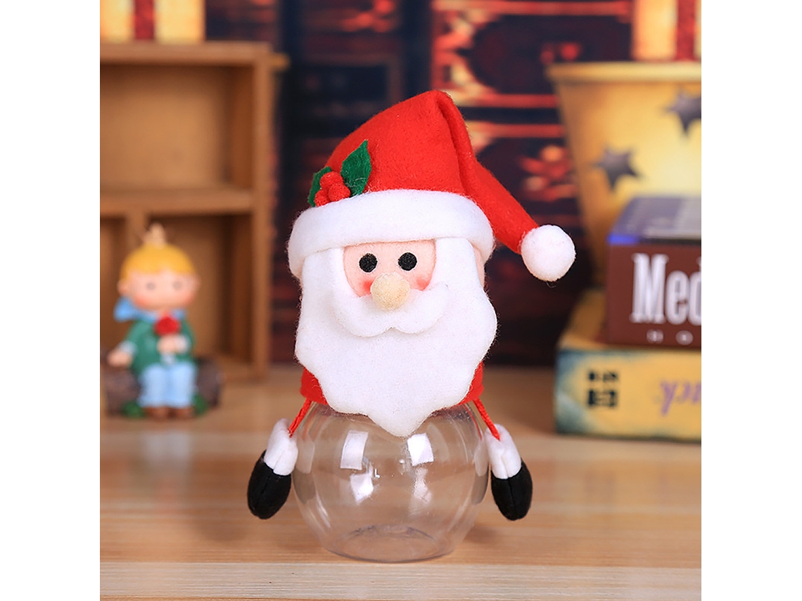 Laxiscreed Pack De 5 Latas De Doces De Natal Com Pai Natal, Boneco De Neve E Elfos Em Plástico Transparente