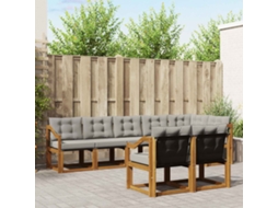 Vidaxl Conjunto De Sofás Para Exterior 8 Unid. Cinza Natural E Claro