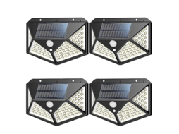 Luz Solar Externa 100 Led 4 Pacotes Com Sensor De Movimento 3 Modos Inteligentes À Prova D'água