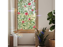 Película Floral Para Janelas, Proteção Contra Intempéries, Decalque Estático De Rosas E Trepadeiras Verdes, 45x200cm