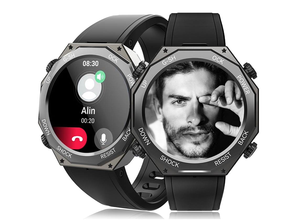 (preto) Smartwatch De Nível Militar, À Prova D'água, Tela Amoled, Classificação De Proteção Ip69k.
