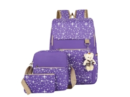 Mochila Urso Mochila Estudante Mochila Escolar Conjunto De Três Peças Roxo