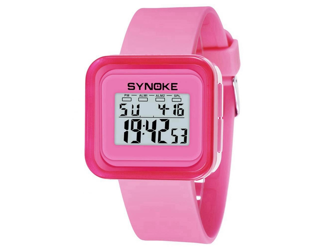 Relógio esportivo eletrônico Synoke para estudantes e crianças, pulseira rosa moderna e simples.