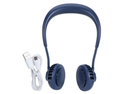 Ventilador de Pescoço Usb Recarregável Esportes Viagens Azul