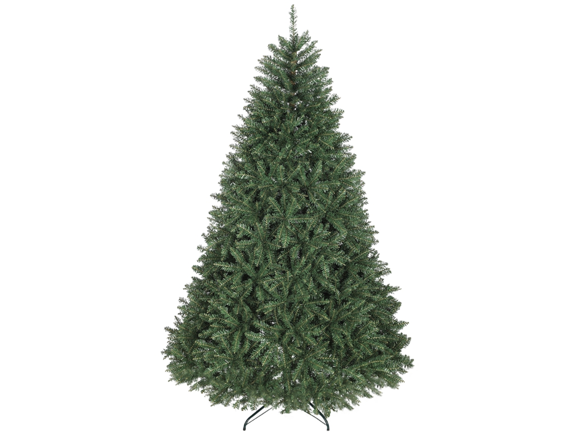 Árvore De Natal Artificial De 210 Cm Com Galhos Articulados E Base Metálica Dobrável, Verde.