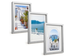 Composição De Quadrosescadas Brancas, Plantas, Portão Do Mar Moldura Prateada Imagens Para Um Quarto Infantil Espelharte (3 Peças 20x30 Cm)