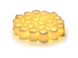 24 Velas Votivas Semi Chama, Velas Elétricas de LED com Efeito de Chama Piscante, Alimentadas por Bateria, Cor Branco Quente para Casamentos, Mesas e Festas