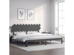 Estrutura De Cama Com Cabeceira 200x200 Cm Madeira Maciça Cinza