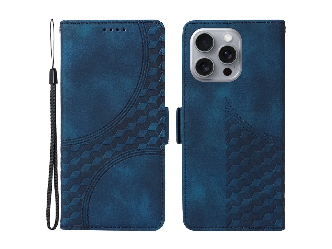 Capa Em Couro Pu, Para Iphone 16pro Max - Azul