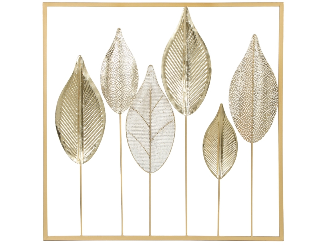 Moldura Metal Folha Decoração Parede Dourada Moderna VELTRIX