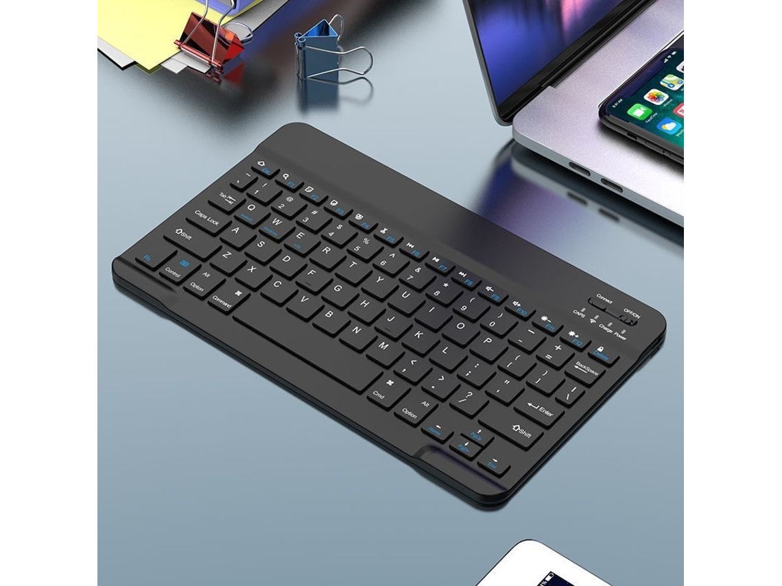 Teclado HEXINYIGJLY Bluetooth Ultra Fino 78 Teclas, Silencioso, Usb C, Preto para iPad
