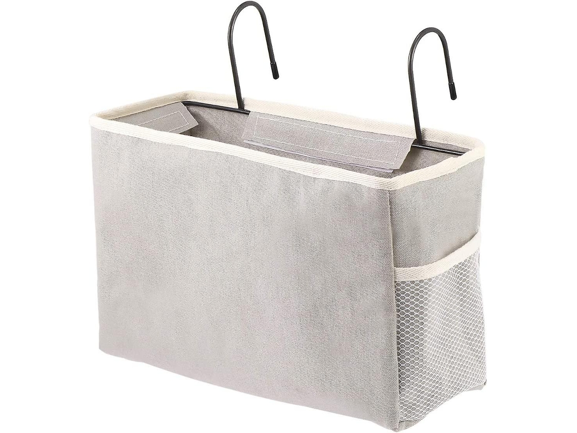 Bolsa De Armazenamento De Bolso Para Cama, Organizador Suspenso, Recipiente Para Cabeceira, Suporte Para Tablet E Revista (cinza) Aquaforge (preto)