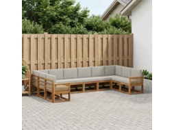 Vidaxl Conjunto De Sofás Para Exterior 10 Pcs Natural E Cinzento-claro