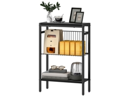 Mesa lateral pequena, mesa de centro com 2 prateleiras, criado-mudo, mesa de sofá com estrutura de aço para sala de estar, quarto, preto Ehstmind