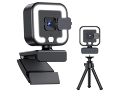Webcam 4k Com Microfone E Luz De Preenchimento Plug And Play Usb Webcam Para Pc Laptop Desktop Videochamada Preta