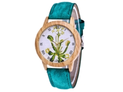 Relógio de Pulso Casal Casual com Pulseira de Jeans de Quartzo Simple Pattern (verde)