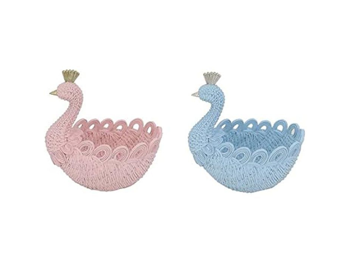 Peça Decorativa DKD HOME DECOR Sky Blue Resin Light Pink Romantic (23x14.3x23 cm - 2 Pcs)