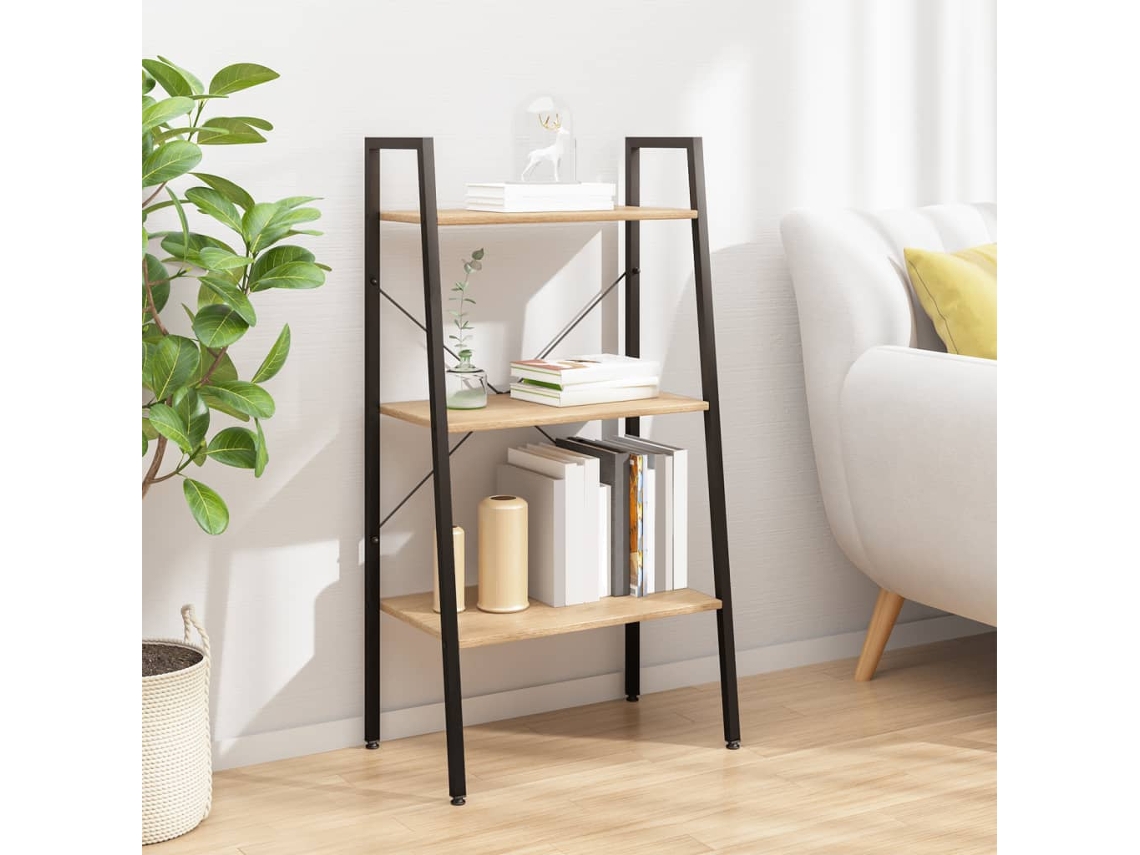 Vidaxl Estante De Pé 3 Prateleiras 56x35x108 Cm Castanho-claro E Preto