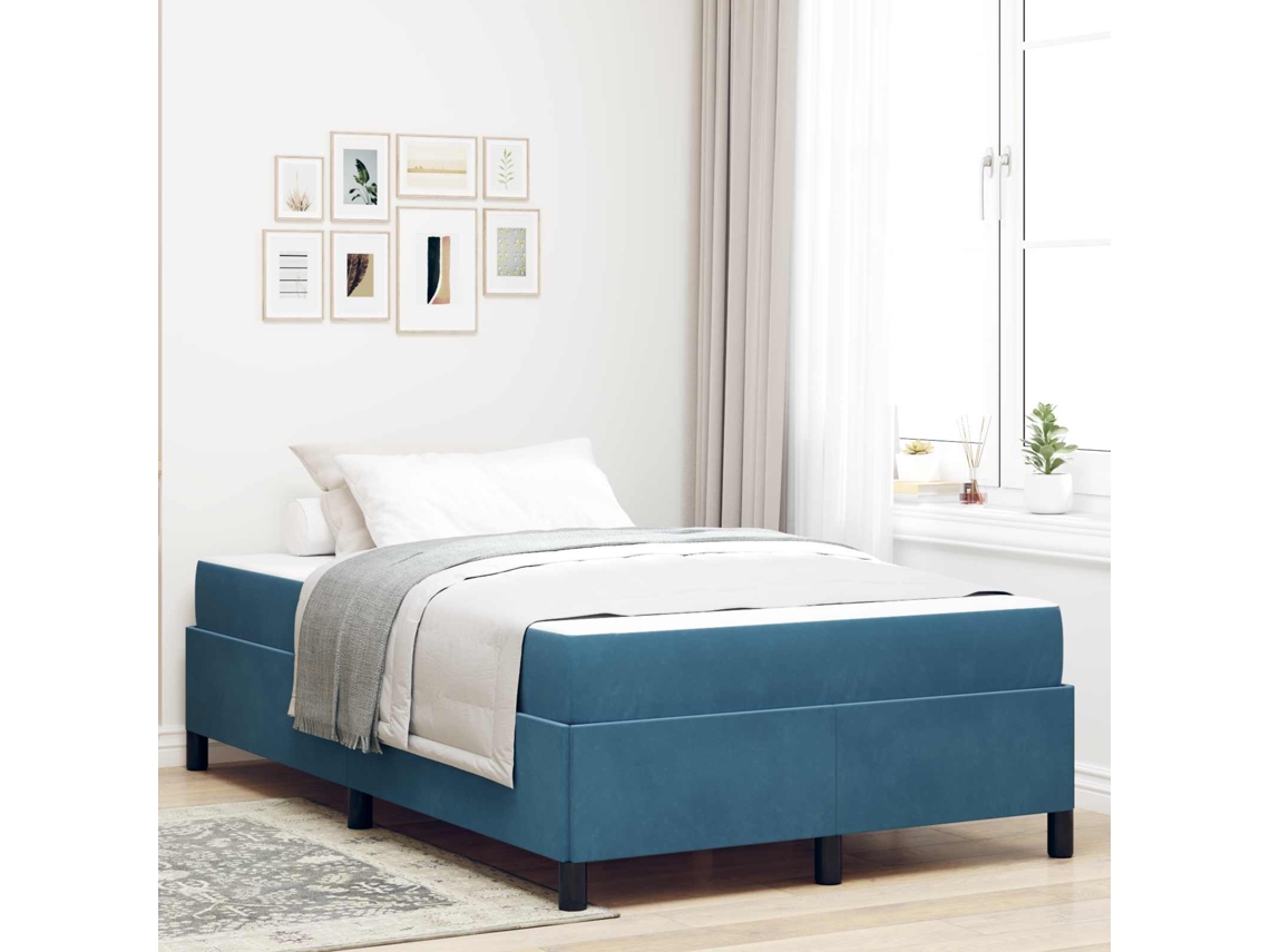Vidaxl Estrutura Da Cama Azul Escuro 120 X 200 Cm Tecido