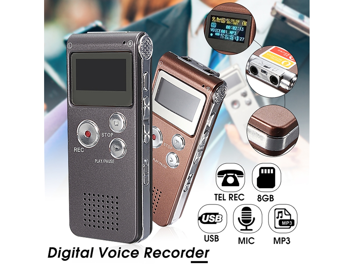 Gravador de Voz Digital LAXISCREED 8gb Mp3 Preto