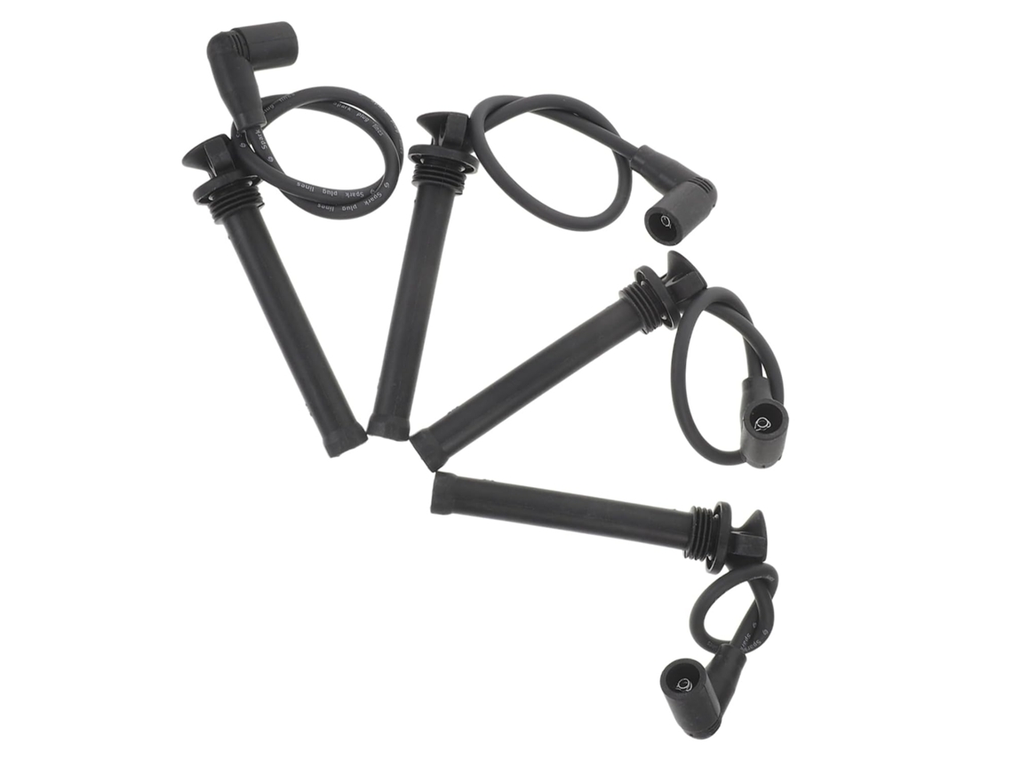 Conjunto De 4 Cabos De Ignição E Temperatura Em Plástico Preto Com Fio De Alto Desempenho E Alta Confiabilidade.