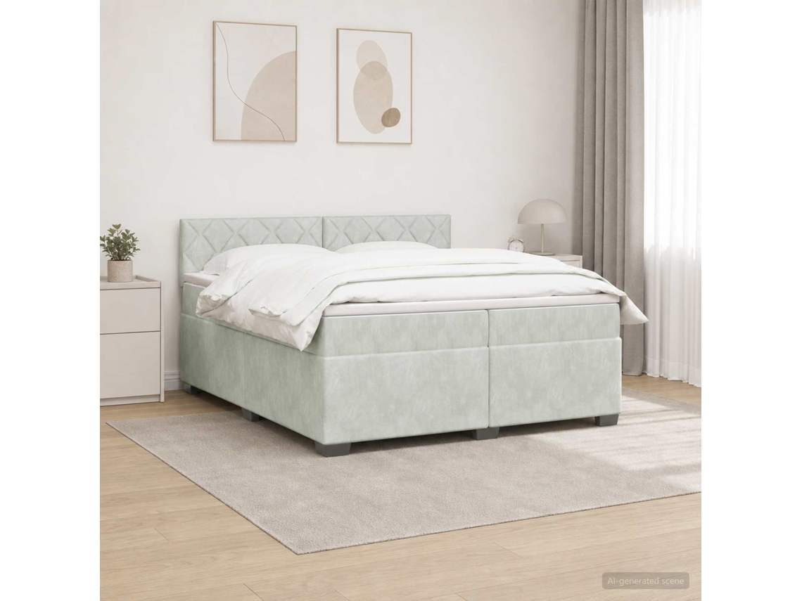Vidaxl Cama Box Spring Com Colchão E Led Cinzento-claro 200 X 200 Cm