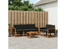 Vidaxl Conjunto De Sofás Para Exterior 6 Unid. Natural E Preto