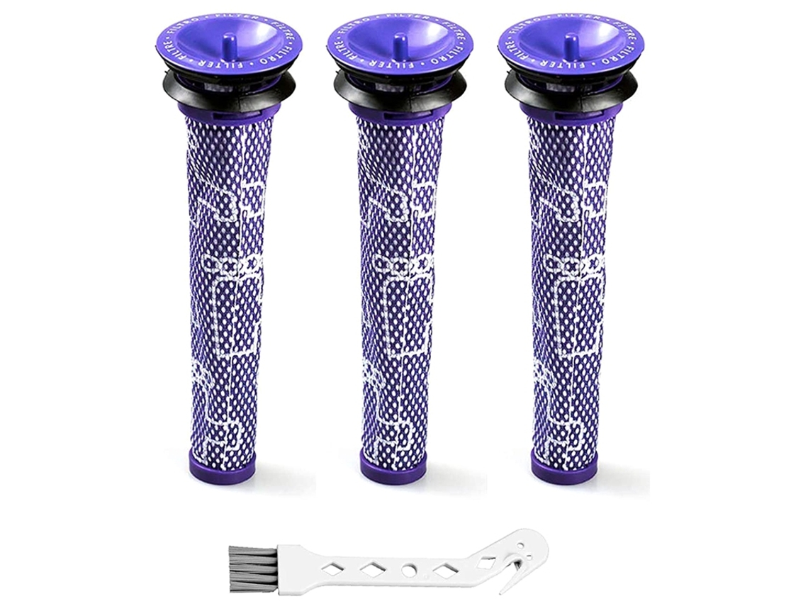 Substituição de filtro de vácuo para Dyson V8, V7, substitui parte 965661-01, 967478-01, 3 pré-filtros com 1 escova de limpeza