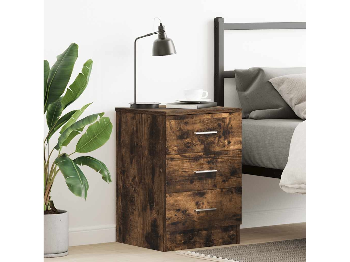 Vidaxl Mesa Cabeceira 38x35x56 Cm Derivados De Madeira Carvalho Fumado