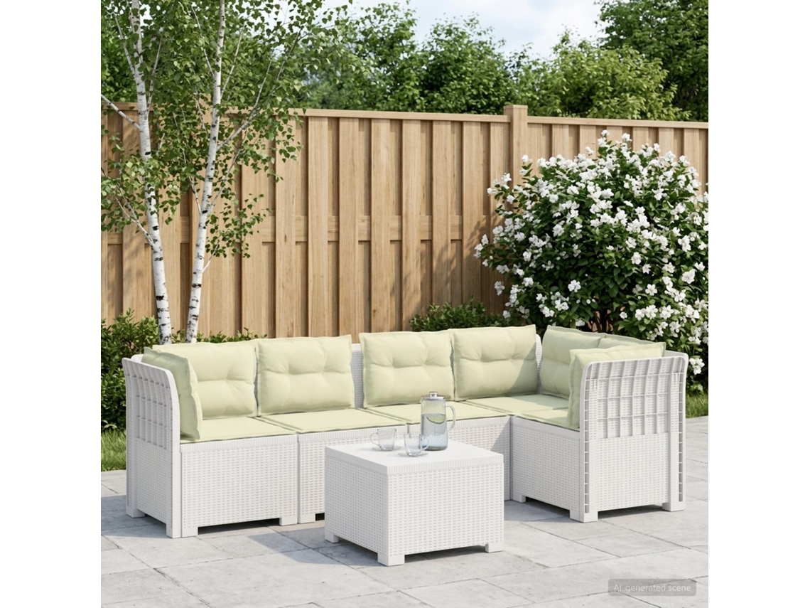 Vidaxl Sofá De Jardim De 5 Pessoas Com Almofadas Visual De Rattan Pp