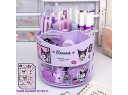 Organizador De Mesa Miniso Sanrio Com Porta, Canetas Giratório E Adesivos Kawaii Do Cinnamoroll Da Sanrio. Artigos De Papelaria Fofos Para Meninas