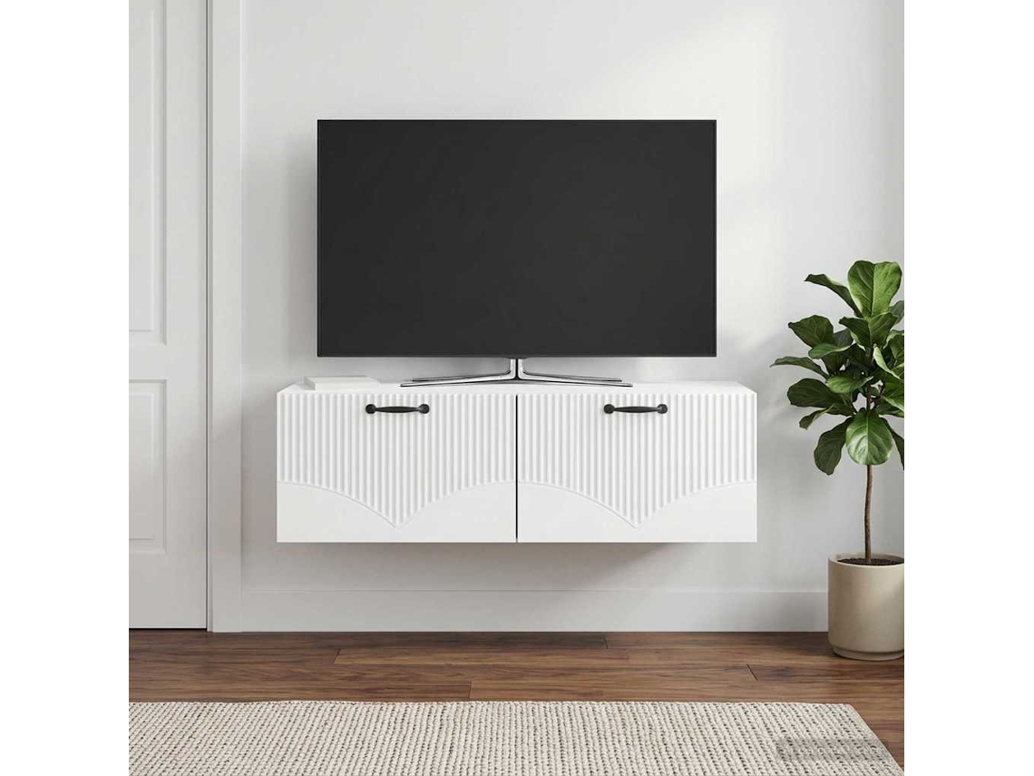 Vidaxl Gabinete De Tv De Parede Branco Brilhante 98 X 41 X 30 Cm