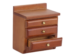 Mali mesa de Cabeceira Miniatura 1:12 para Casinha de Bonecas Madeira com Gavetas Funcionais